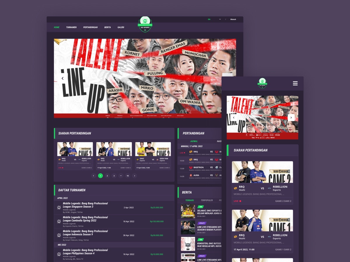 GoSports Mobile Legends interface